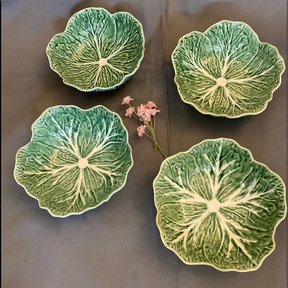 Bordallo Pinheiro Green Cabbage Soup Bowls-Set of 4